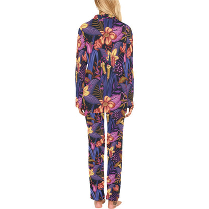Lily Pattern Print Design LY016 Women's Long Pajama Set