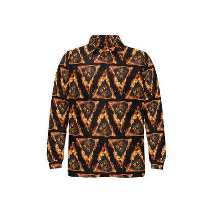 Eye of Horus in Flame Print Long Sleeve Polo Shirt For Men's