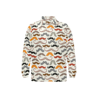 Mustache Pattern Print Design A02 Long Sleeve Polo Shirt For Men's