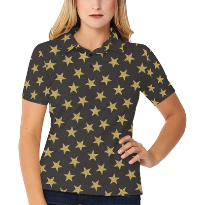 Star Gold Print Design LKS302 Women's Polo Shirt