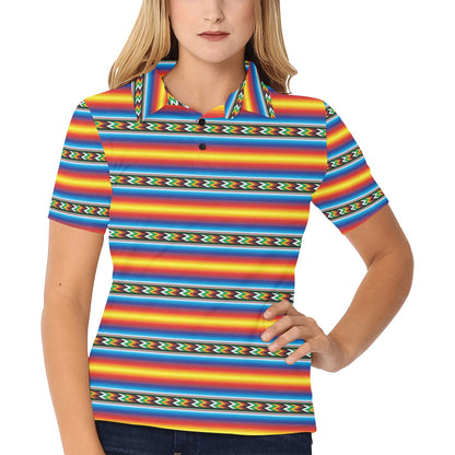 Mexican Blanket ZigZag Print Pattern Women's Polo Shirt
