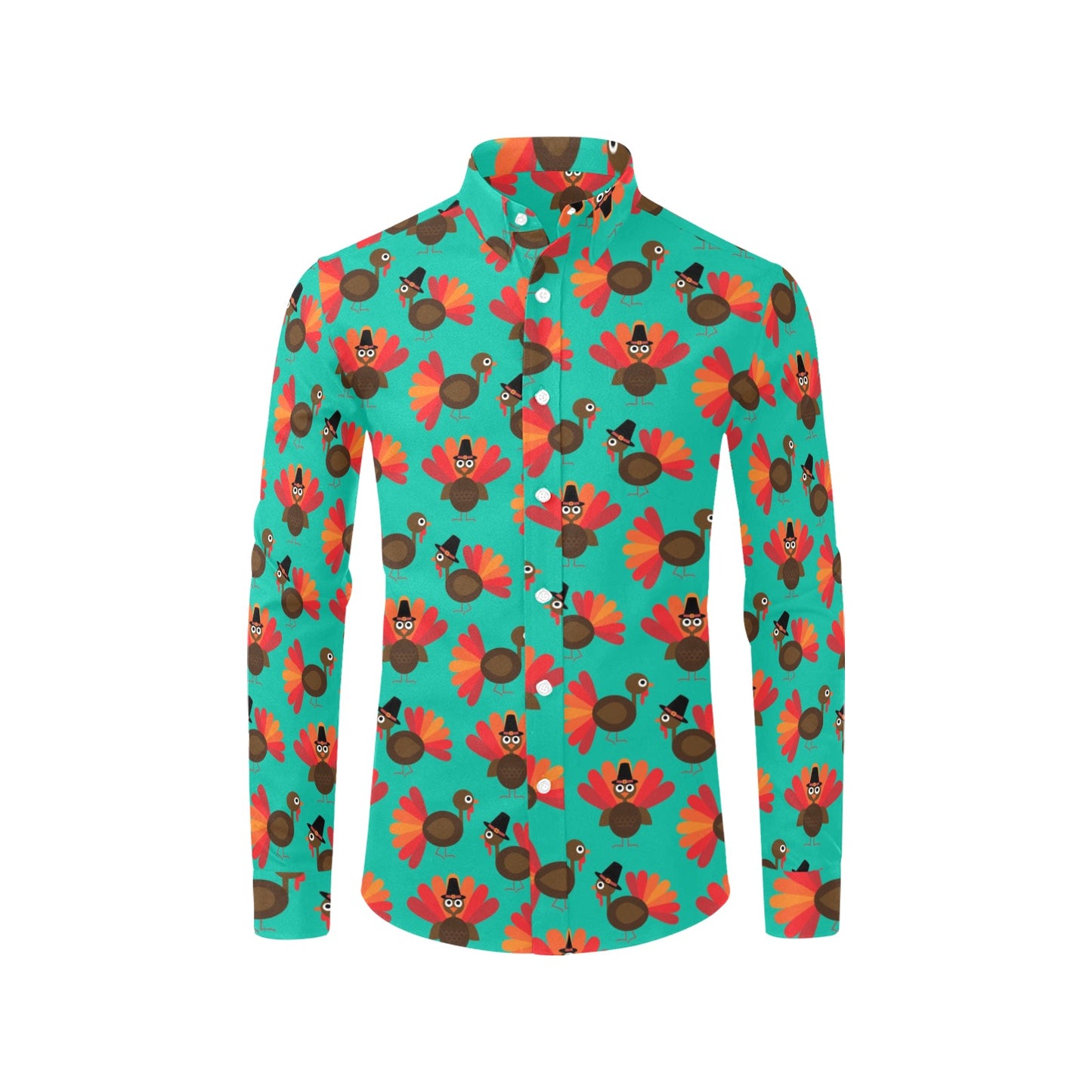 Turkey Print Design LKS402 Men's Long Sleeve Dress Shirt