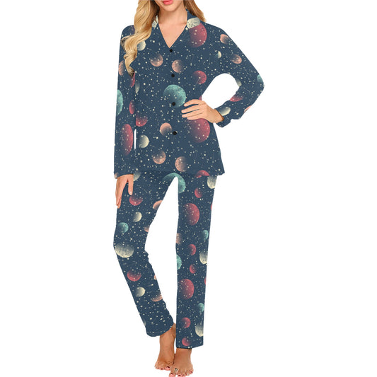 Cosmic Pattern Print Design 04 Women's Long Pajama Set