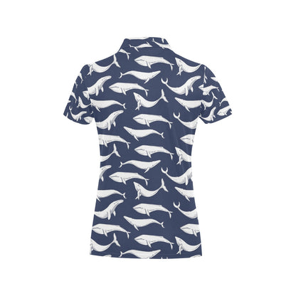 Whale Print Design LKS308 Women's Polo Shirt
