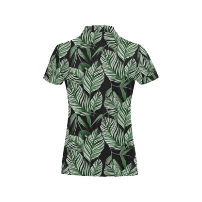 Palm Leaves Pattern Print Design PL09 Women's Polo Shirt