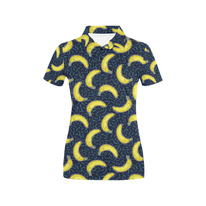 Banana Pattern Print Design BA09 Women's Polo Shirt