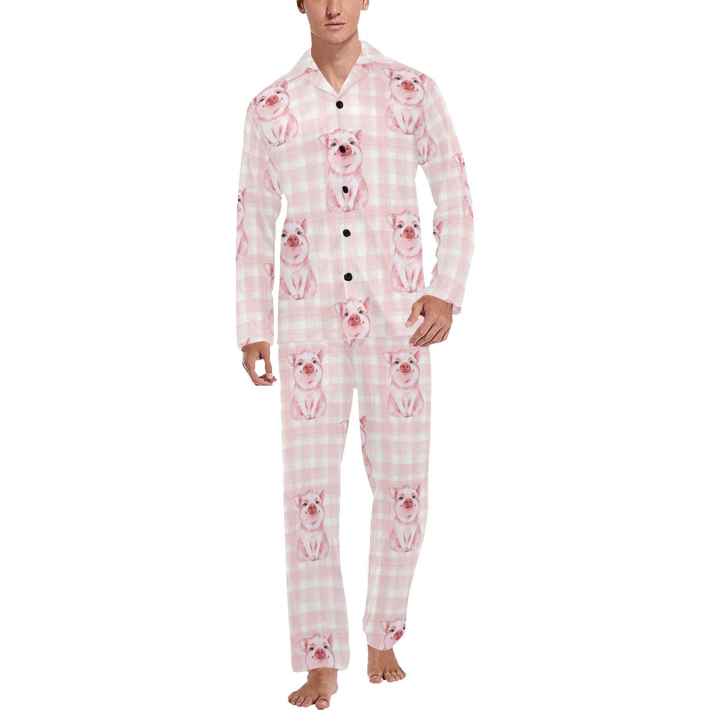 Pig Baby Pattern Print Design 01 Men's Long Pajama Set