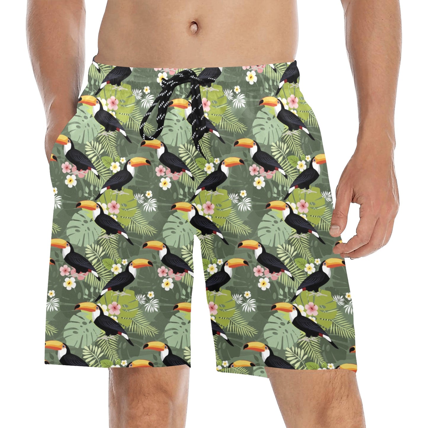 Toucan Print Design LKS304 Men's Swim Trunks Beach Shorts