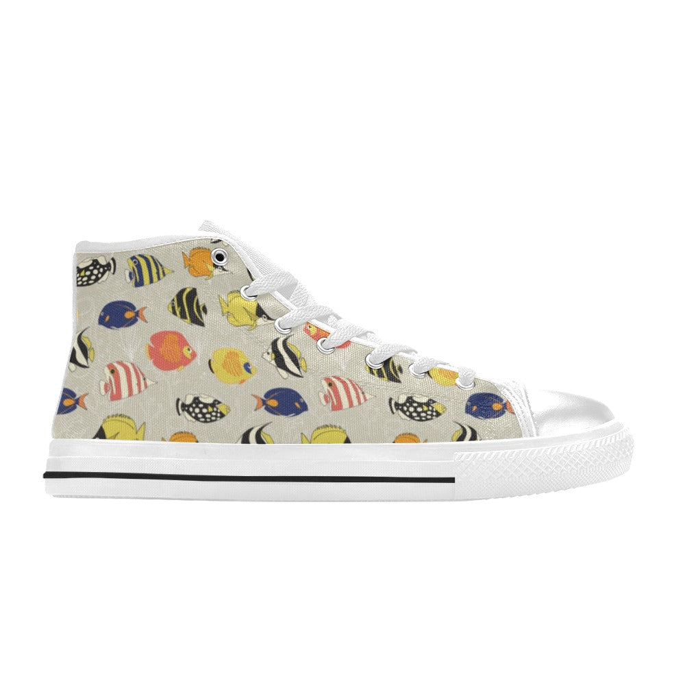 Angelfish Print Design LKS401 Men's High Top Canvas Shoes
