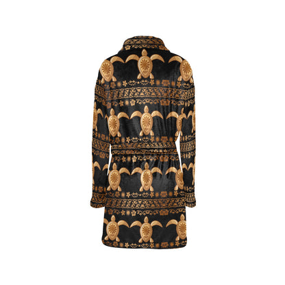 Tribal Sea turtle Polynesian Hawaiian Women's Fleece Robe