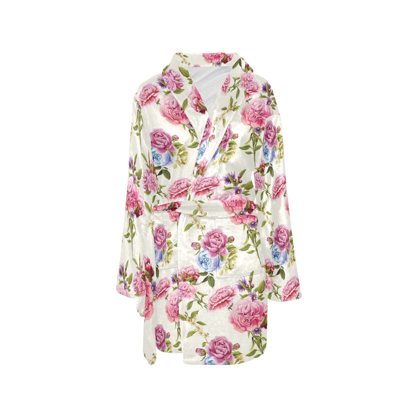 Carnations Pattern Print Design CN02 Women's Fleece Robe