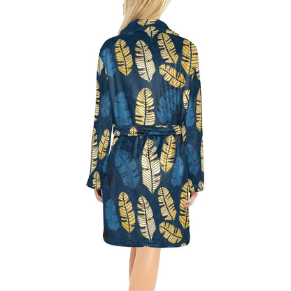 Banana Leaf Pattern Print Design BL09 Women's Fleece Robe