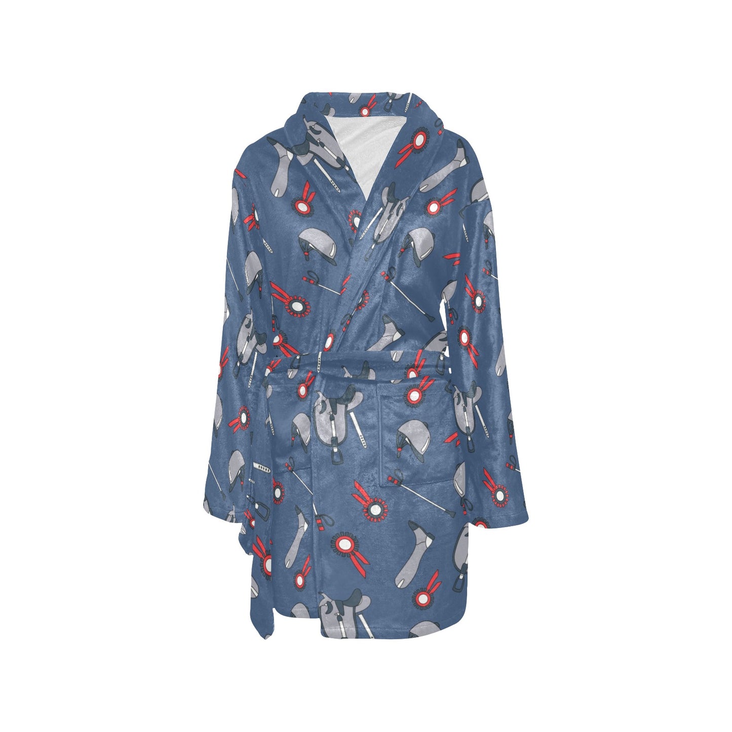 Equestrian Equipment Background Women's Fleece Robe