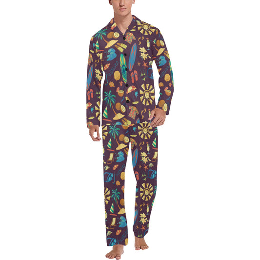 Aloha Hawaii Pattern Print Design 01 Men's Long Pajama Set