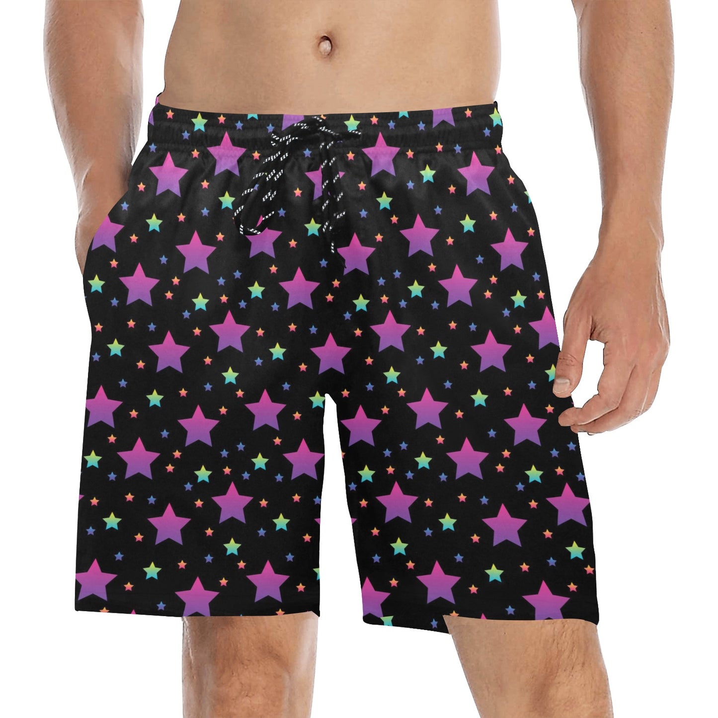 Star Print Design LKS305 Men's Swim Trunks Beach Shorts