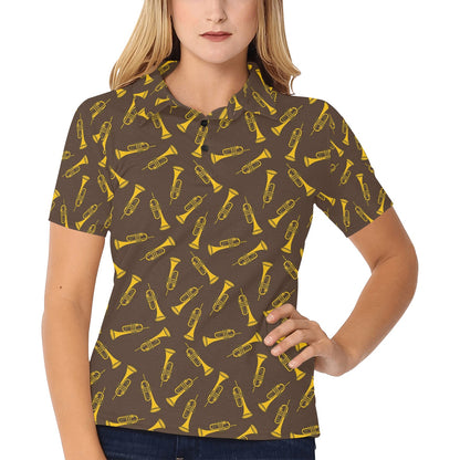 Trumpet Pattern Design Print Women's Polo Shirt