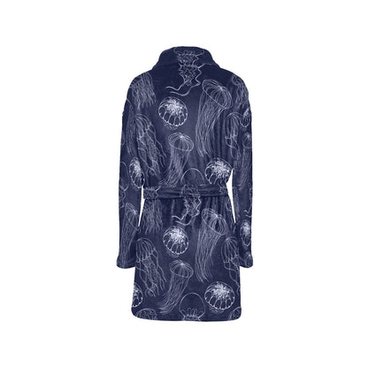 Jellyfish Pattern Print Design 05 Women's Fleece Robe