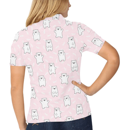 Polar Bear Pattern Print Design PB09 Women's Polo Shirt