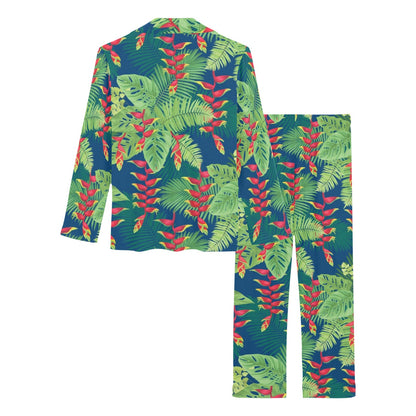 Heliconia Pattern Print Design HL08 Women's Long Pajama Set