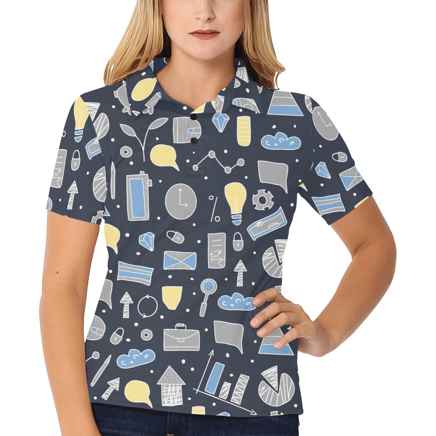 Accounting Financial Pattern Print Design 04 Women's Polo Shirt