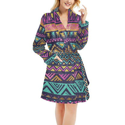 Multicolor Tribal aztec Women's Fleece Robe