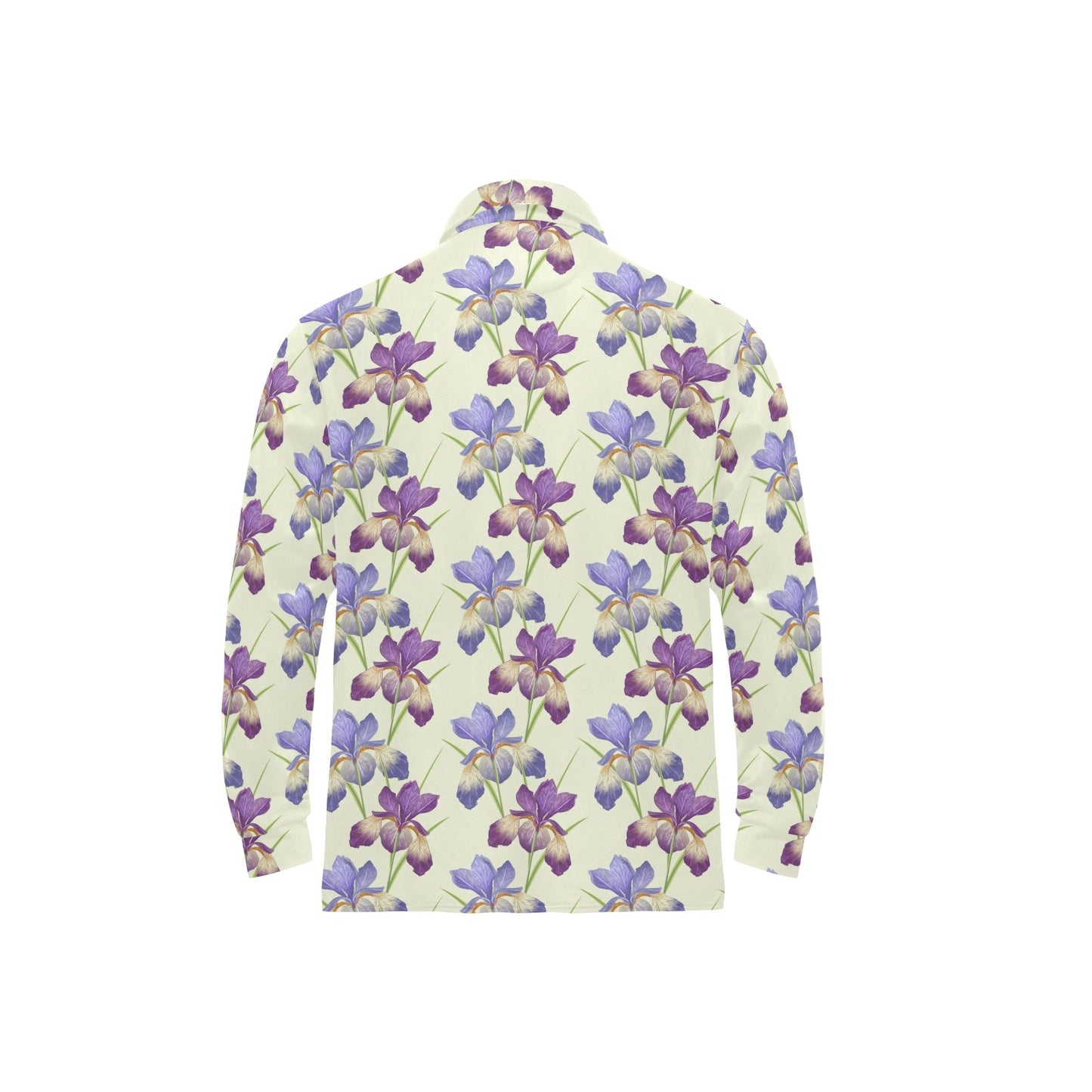 Iris Pattern Print Design IR08 Long Sleeve Polo Shirt For Men's