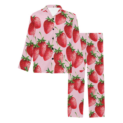 Strawberry Pattern Print Design SB03 Men's Long Pajama Set