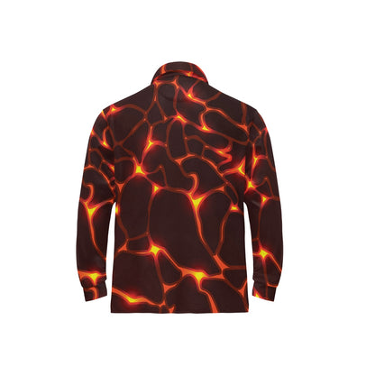 Lava Pattern Print Design 02 Long Sleeve Polo Shirt For Men's