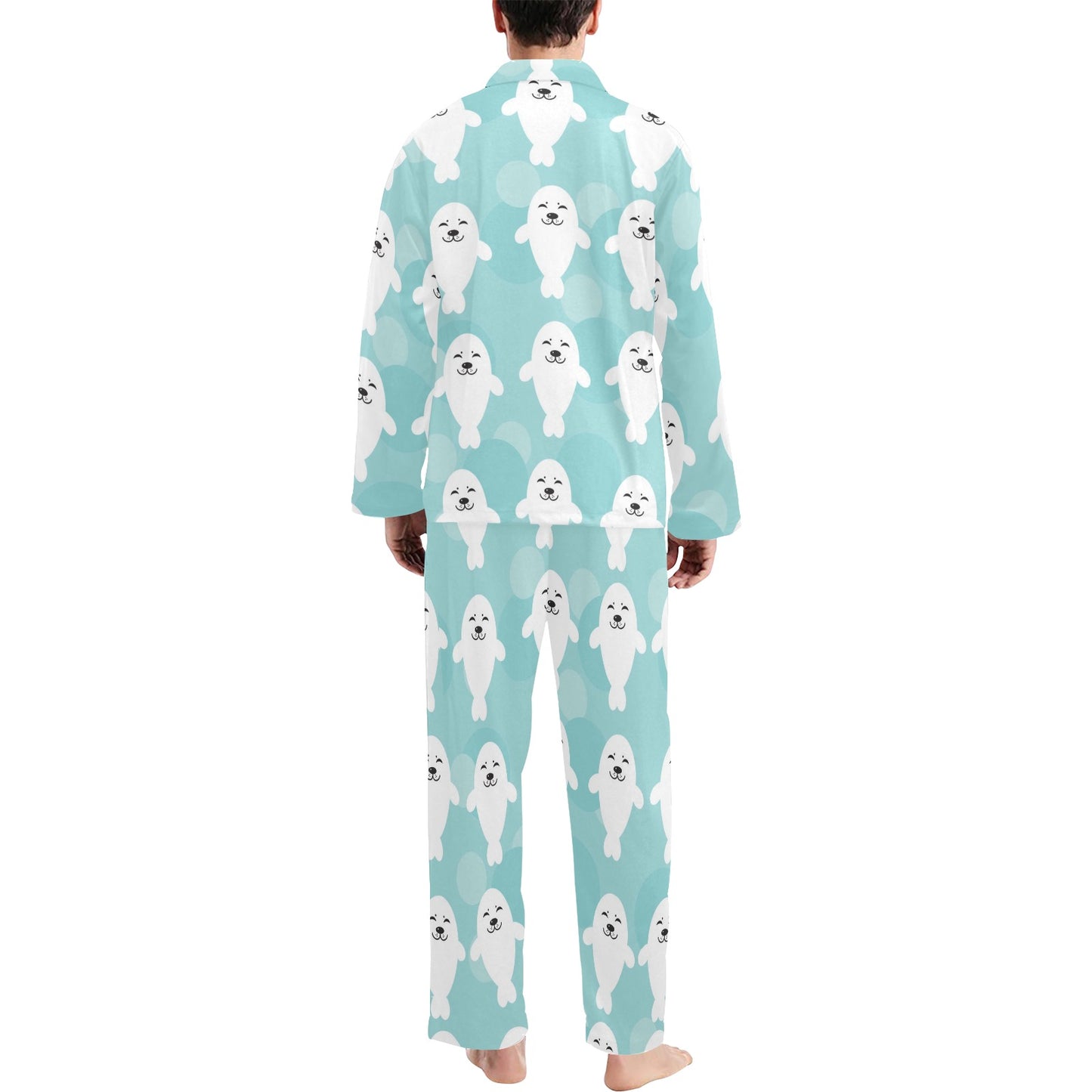 Sea Lion Baby Pattern Print Design 01 Men's Long Pajama Set
