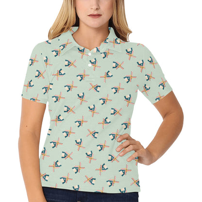 Windmill Pattern Print Design 02 Women's Polo Shirt