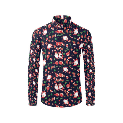 Santa Christmas Themed Print Design LKS304 Men's Long Sleeve Dress Shirt