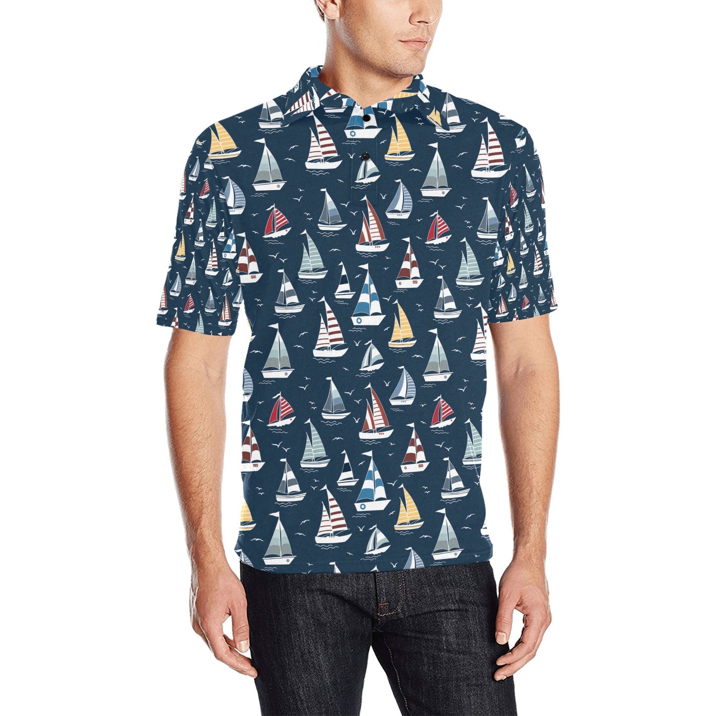 Sailboat Print Design LKS306 Men Polo Shirt