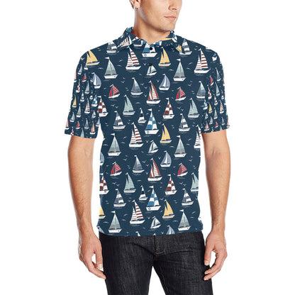 Sailboat Print Design LKS306 Men Polo Shirt