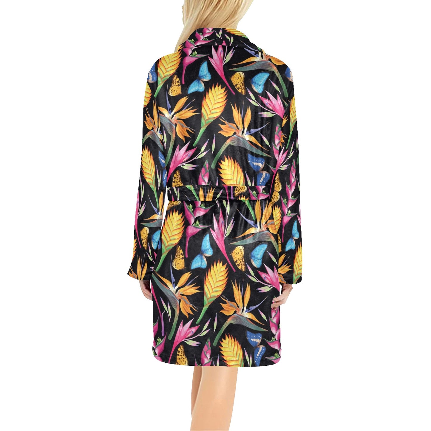 Tropical Flower Pattern Print Design TF016 Women's Fleece Robe