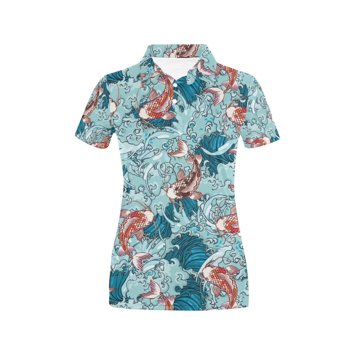 KOI Fish Pattern Print Design 05 Women's Polo Shirt