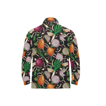 Onion Pattern Print Design A03 Long Sleeve Polo Shirt For Men's