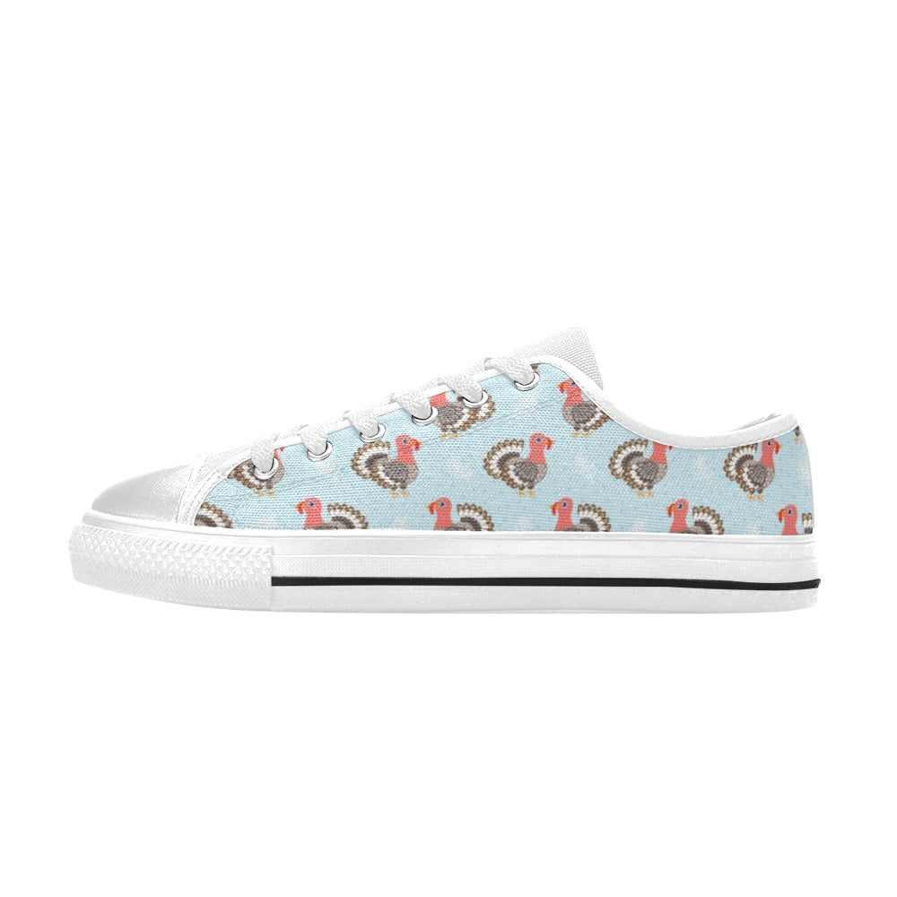 Turkey Print Design LKS403 Women's White Low Top Shoes