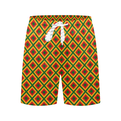 Rasta Reggae Color Cross Men's Swim Trunks Beach Shorts