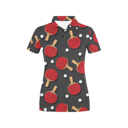 Ping Pong Pattern Print Design A05 Women's Polo Shirt
