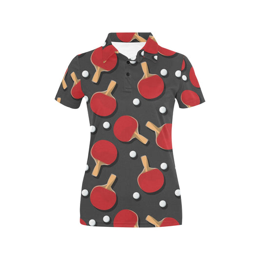 Ping Pong Pattern Print Design A05 Women's Polo Shirt