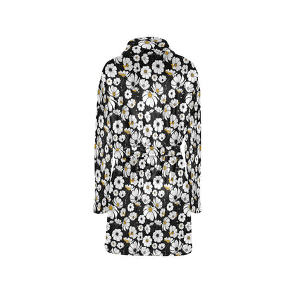 Daisy Pattern Print Design 02 Women's Fleece Robe
