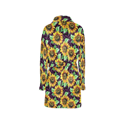 Sunflower Pattern Print Design SF012 Women's Fleece Robe