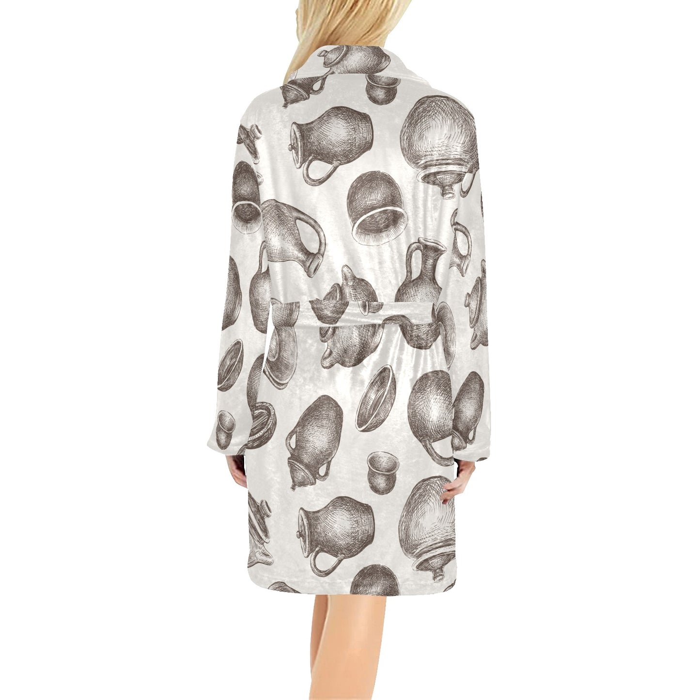 Pottery Pattern Print Design A01 Women's Fleece Robe