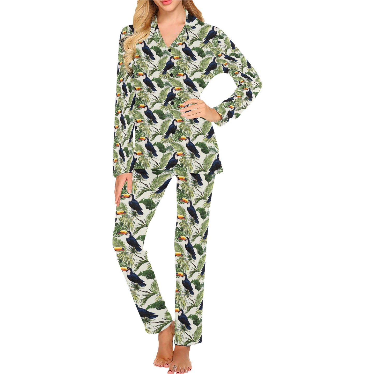 Toucan Print Design LKS308 Women's Long Pajama Set