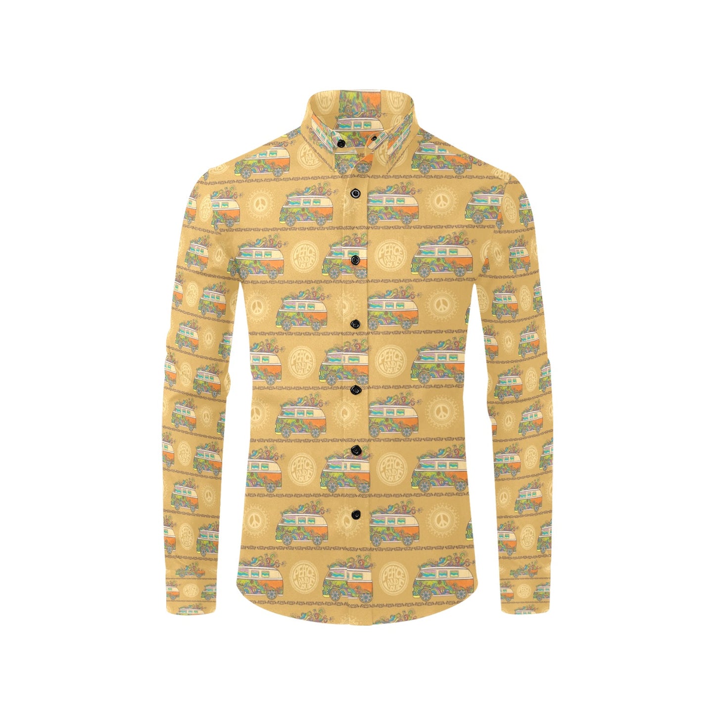 Hippie Van Print Design LKS304 Men's Long Sleeve Dress Shirt