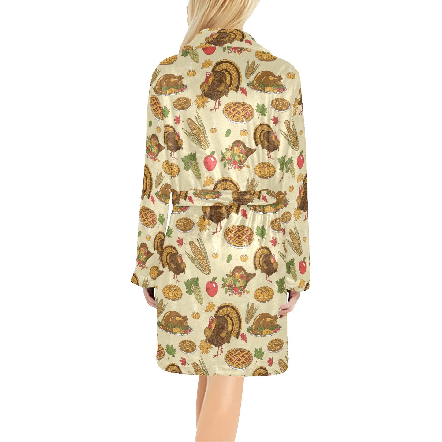 Turkey Pattern Print Design 02 Women's Fleece Robe