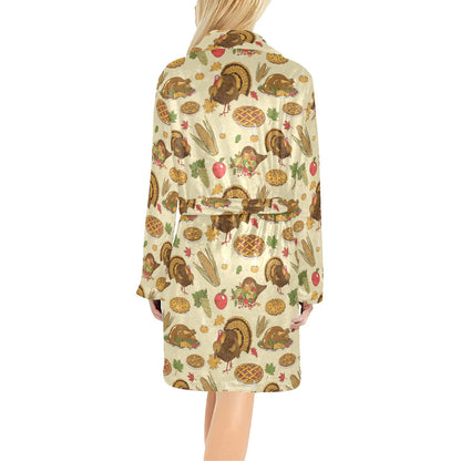 Turkey Pattern Print Design 02 Women's Fleece Robe