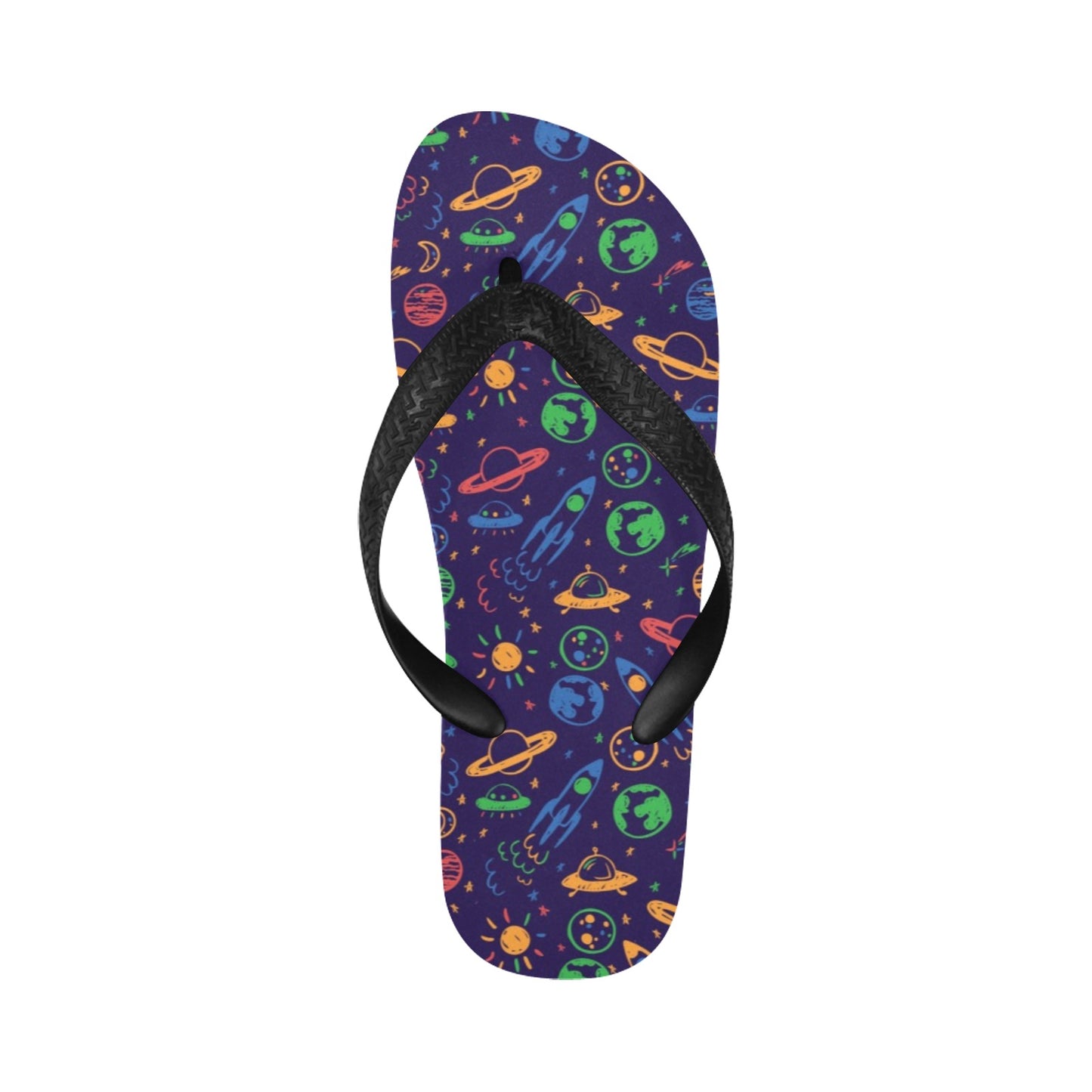 UFO Space Rocket Print Design LKS302 Flip Flops