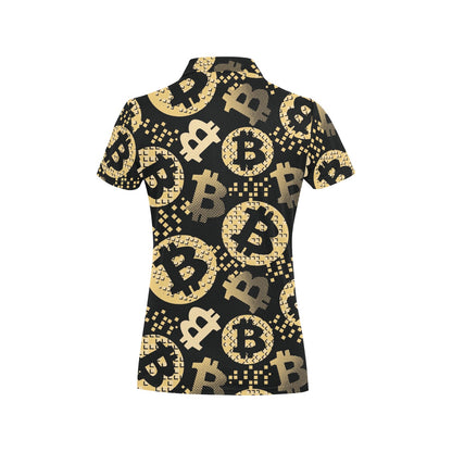Bitcoin Pattern Print Design DO06 Women's Polo Shirt