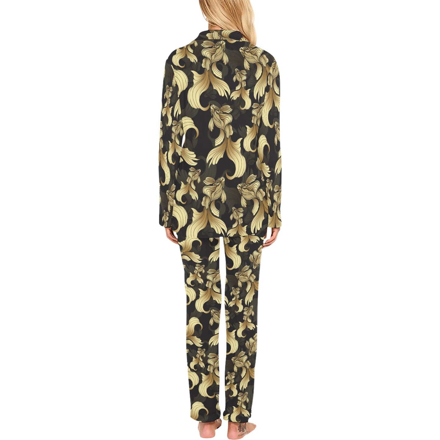 Goldfish Pattern Print Design 02 Women's Long Pajama Set